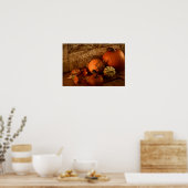 Herbsternte/ Pumpkins und Gourds an der Tür Poster (Küche)