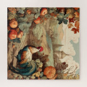 Herbsternte Rooster-Bauernhof Herbstfarben Puzzle (Horizontal)