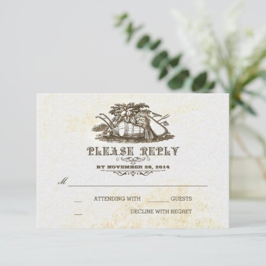 Herbsternte rustikale Hochzeit RSVP Karte (Stehend Vorderseite)