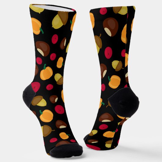Herbsternte Schwarz Muster Socken (Gewinkelt)