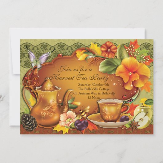Herbsternte Tee-Party Einladung (Vorderseite)