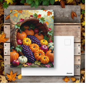 Herbsternte und Segen Füllhorn Postkarte