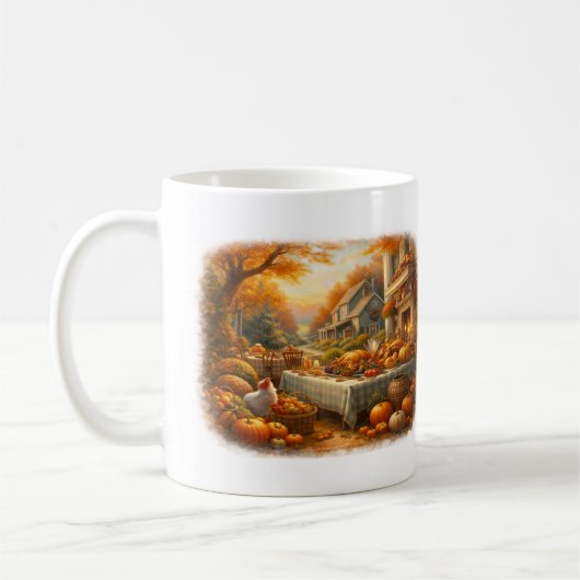 Herbsternte Versammlung Bauernhaus Erntedankfest Kaffeetasse (Links)