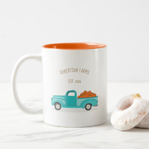 Herbsternte Vintage Blau LKW Zweifarbige Tasse