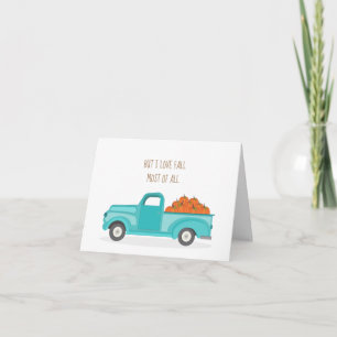 Herbsternte Vintage Blaues Lastwagen Karte