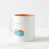 Herbsternte Vintager Blauer LKW Zweifarbige Tasse (Vorderseite Links)