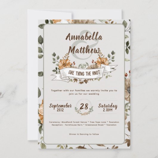 Herbsternte Wälder Flora Natur rustikal Einladung (Vorderseite)