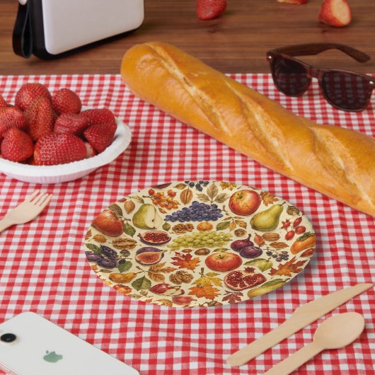 Herbsternte Wasserfarbenmuster Pappteller (Picknick)