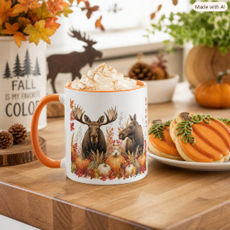 Herbsternte Wildlife Elch Orange Blätter Tasse