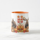 Herbsternte Wildlife Elch Orange Blätter Tasse (Zentrum)