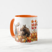Herbsternte Wildlife Elch Orange Blätter Tasse (Vorderseite Links)