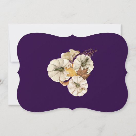 Herbstessen mit lila Blattwerk Einladung (Rückseite)