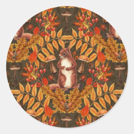 Herbstfalke in dunkelbraun runder aufkleber (Vorderseite)