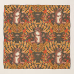 Herbstfalke in dunkelbraun schal<br><div class="desc">Handgemalte Eichhörnchen und Herbstflora- Blätter; Pilze; Eicheln und Beeren</div>