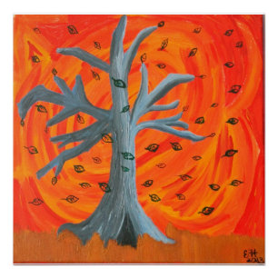 "Herbstfall" Acrylmalerei 20x20 Poster