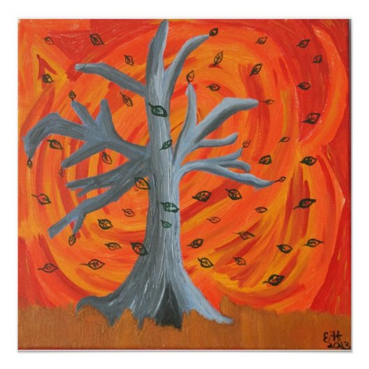 "Herbstfall" Acrylmalerei 20x20 Poster (Vorderseite)