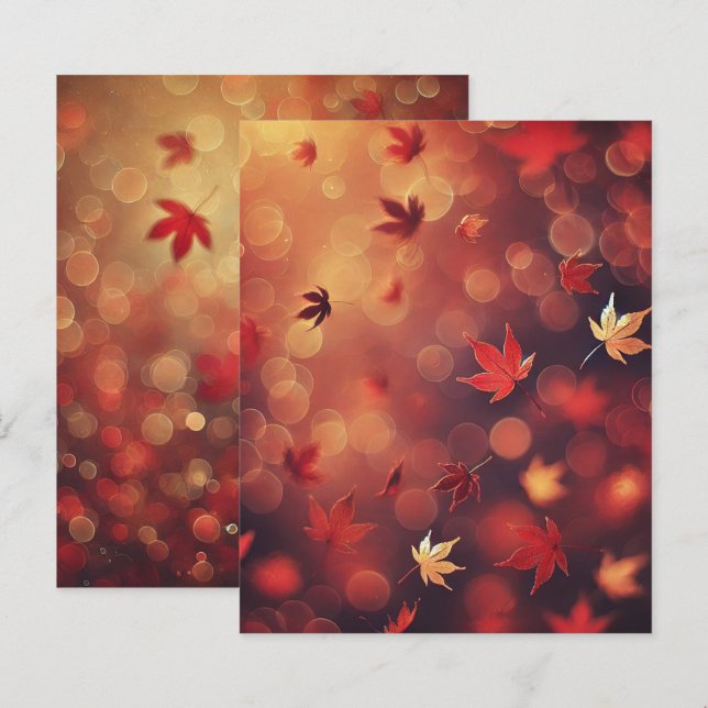 Herbstfall Ahorn Blätter Bokeh Scrapbook Paper (Vorne/Hinten)