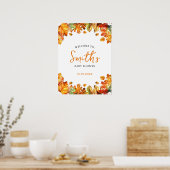Herbstfall Ahorn Blätter Kinderdusche Begrüßungsze Poster (Küche)