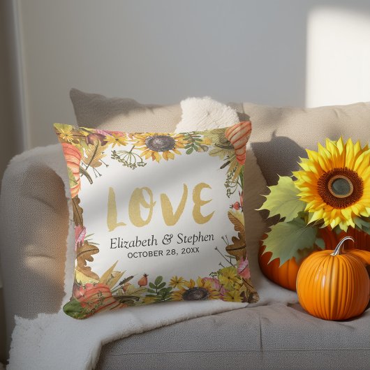 Herbstfall Ahorn Blätter Pumpkin Polterabend Kissen