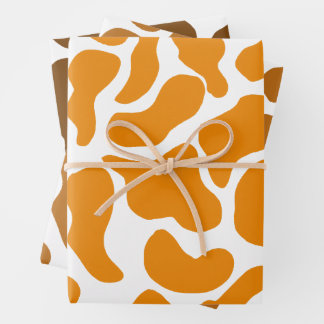 Herbstfall Amoeba Bio Formen Circle Orange Geschenkpapier Set