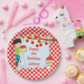 Herbstfall Apple Picking Black Hair Boy Geburtstag Pappteller (Party)