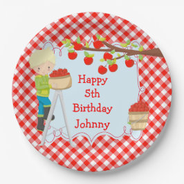 Herbstfall Apple Picking Blonde Boy Geburtstag Pappteller