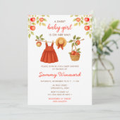 Herbstfall Appthes Kleidung Linie Girl Baby Dusche Einladung (Stehend Vorderseite)