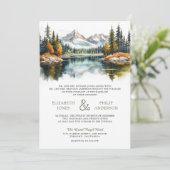 Herbstfall Bergwald QR-Code Hochzeit Einladung (Stehend Vorderseite)