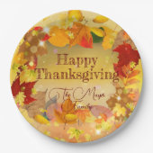 Herbstfall Blätter Wreath Happy Thanksgiving Pappteller (Vorderseite)