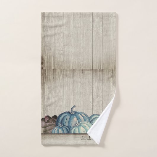 Herbstfall Blue Pumpkin Rustikale Niedliche Graue  Badhandtuch Set (Handtuch)