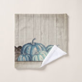 Herbstfall Blue Pumpkin Rustikale Niedliche Graue Badhandtuch Set (Waschlappen)