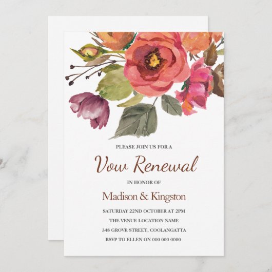 Herbstfall Blume wegen Erneuerung einladen Einladung (Vorne/Hinten)