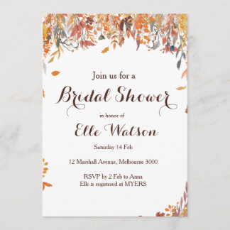Herbstfall Blumenchic Brautdusche Einladung