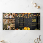 Herbstfall Blumencollage QR UAWG Hochzeit Dreifach Gefaltete Einladung (Innenseite)