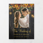 Herbstfall Blumencollage QR UAWG Hochzeit Dreifach Gefaltete Einladung (Cover)