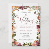 Herbstfall-Blumenhochzeit Einladung (Vorderseite)