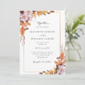 Herbstfall Blumenhochzeit Elegantes Foliage Script Einladung (Stehend Vorderseite)