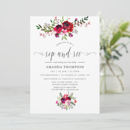 Herbstfall Blumensippe und Siehe Einladung (Stehend Vorderseite)