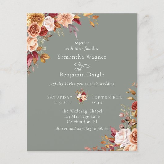 Herbstfall Blumenzage Grüne Hochzeit (Vorderseite)