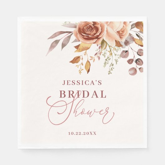 Herbstfall Boho Floral Brautparty Serviette (Vorderseite)