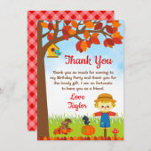 Herbstfall Boy Scarecrow Geburtstag Dankeskarte (Vorne/Hinten)