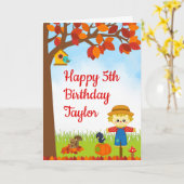 Herbstfall Boy Scarecrow Happy Birthday Karte (Gelbe Blume)