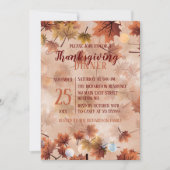 Herbstfall Braun Blätter Erntedank Abendessen Einladung (Vorderseite)