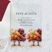 Herbstfall Burgund Bäume Hochzeit speichern das Da Acryleinladungen