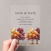 Herbstfall Burgund Bäume Hochzeit speichern das Da Acryleinladungen (Insitu (Handheld))