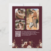 Herbstfall Burgundy Trees QR Code Foto Hochzeit Save The Date (Rückseite)