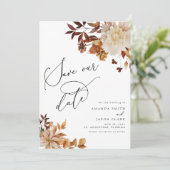 Herbstfall Burnt Orange Rust Moderne Rettete unser Einladung (Stehend Vorderseite)