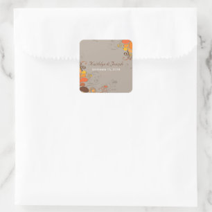 Herbstfall Deko Blumenzwiebeln Wirbel Hochzeit Quadratischer Aufkleber