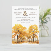 Herbstfall Eichenwälder QR-Code Hochzeit Einladung (Stehend Vorderseite)