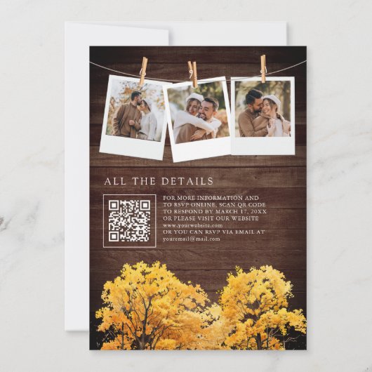 Herbstfall Eichenwälder QR-Code Hochzeit Einladung (Rückseite)